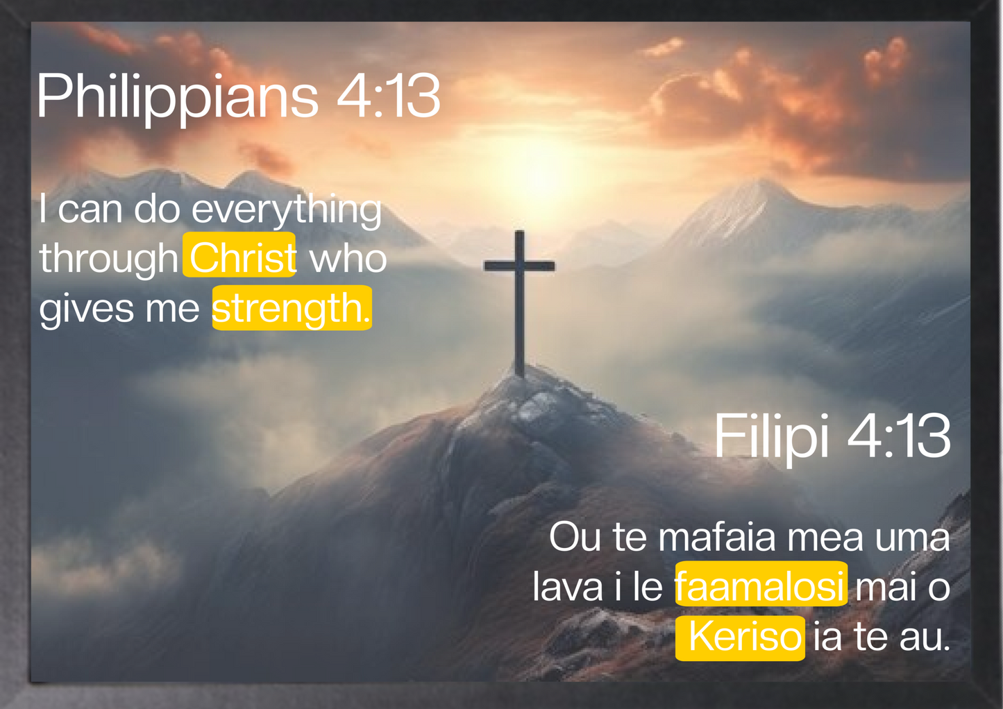 Filipi 4:13 (Philippians 4:13 Samoan translation) A3 Picture Frame.