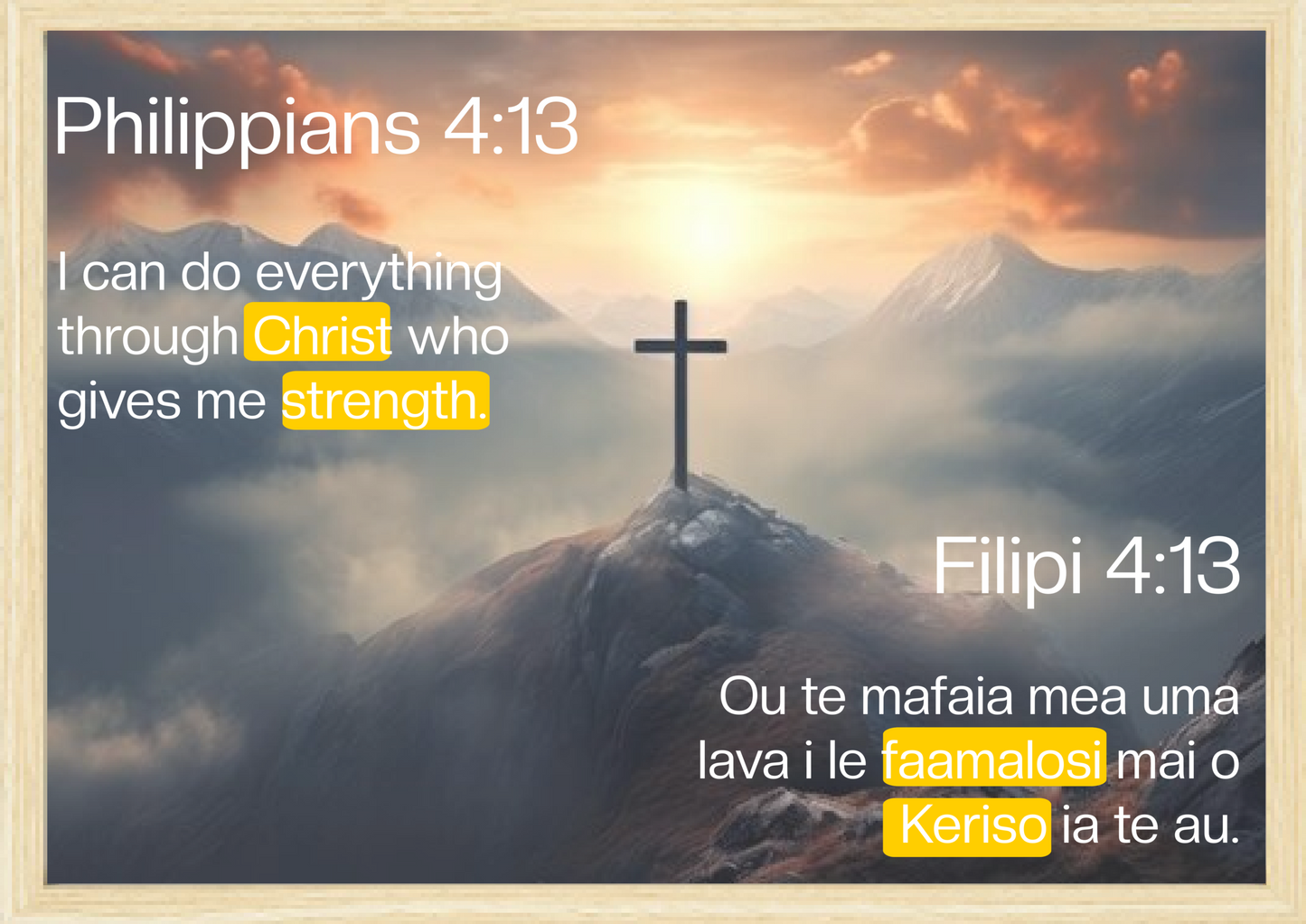 Filipi 4:13 (Philippians 4:13 Samoan translation) A3 Picture Frame.
