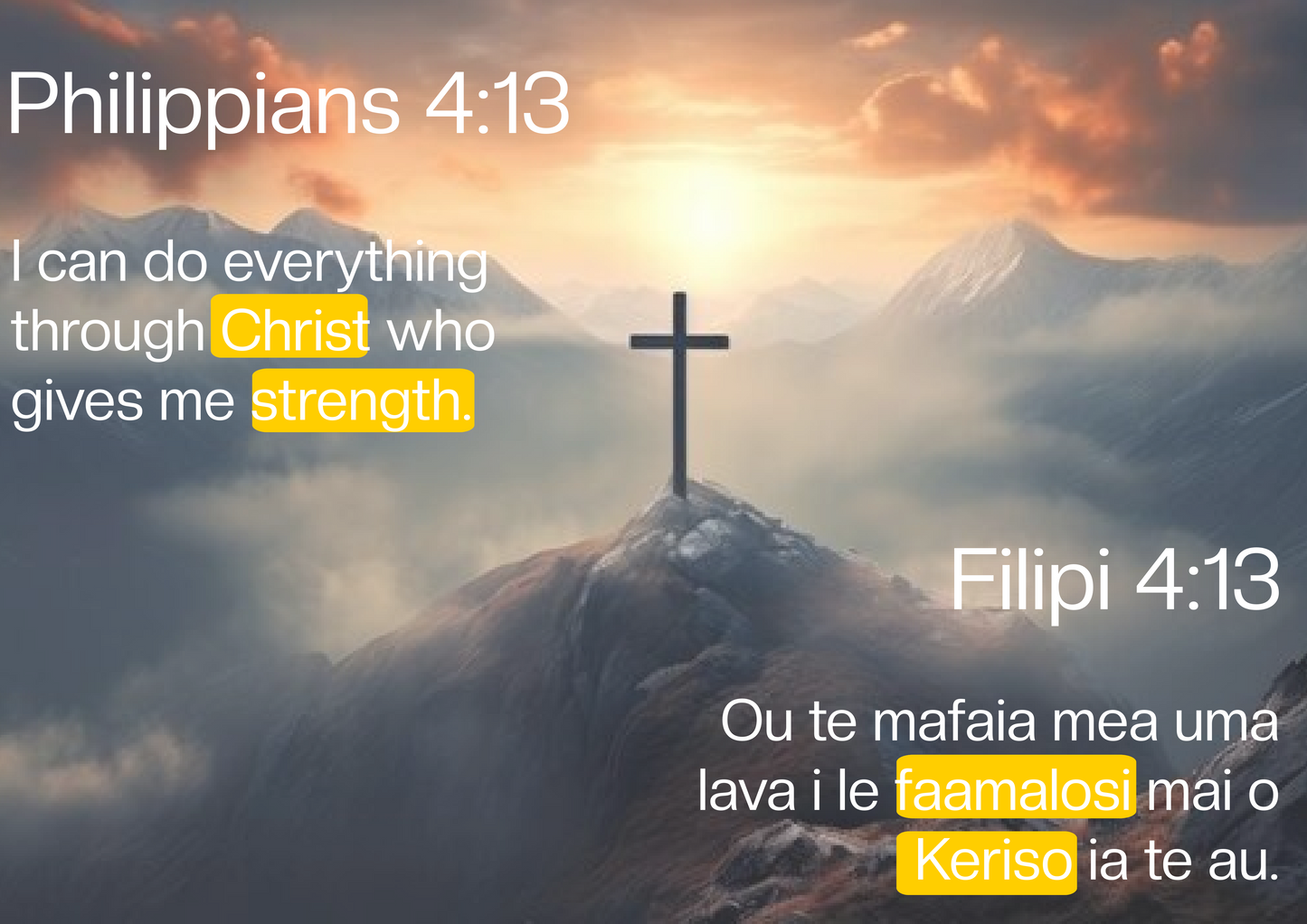 Filipi 4:13 (Philippians 4:13 Samoan translation) A3 Picture Frame.