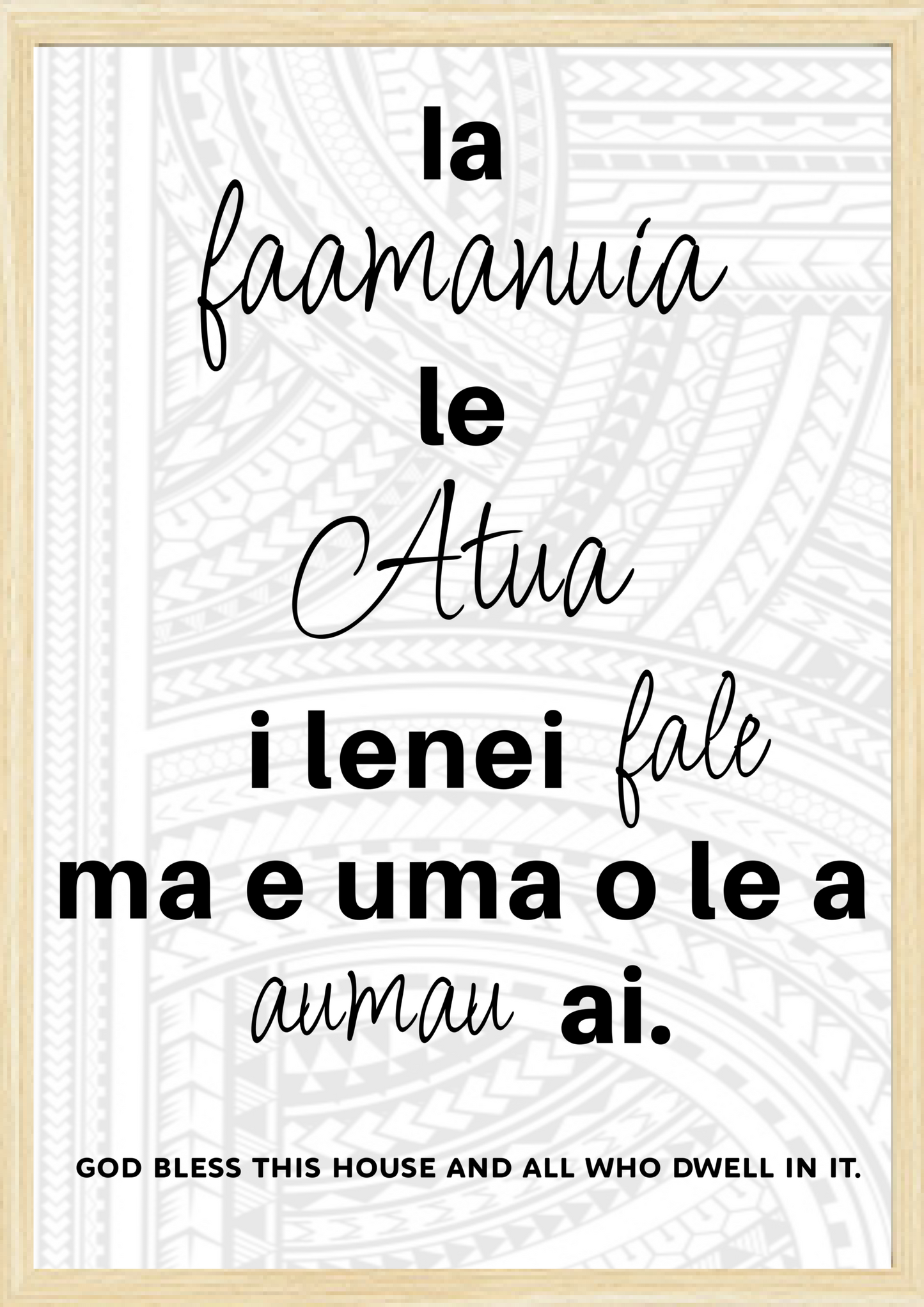 Blessed this house Samoan translation A3 Picture Frame.