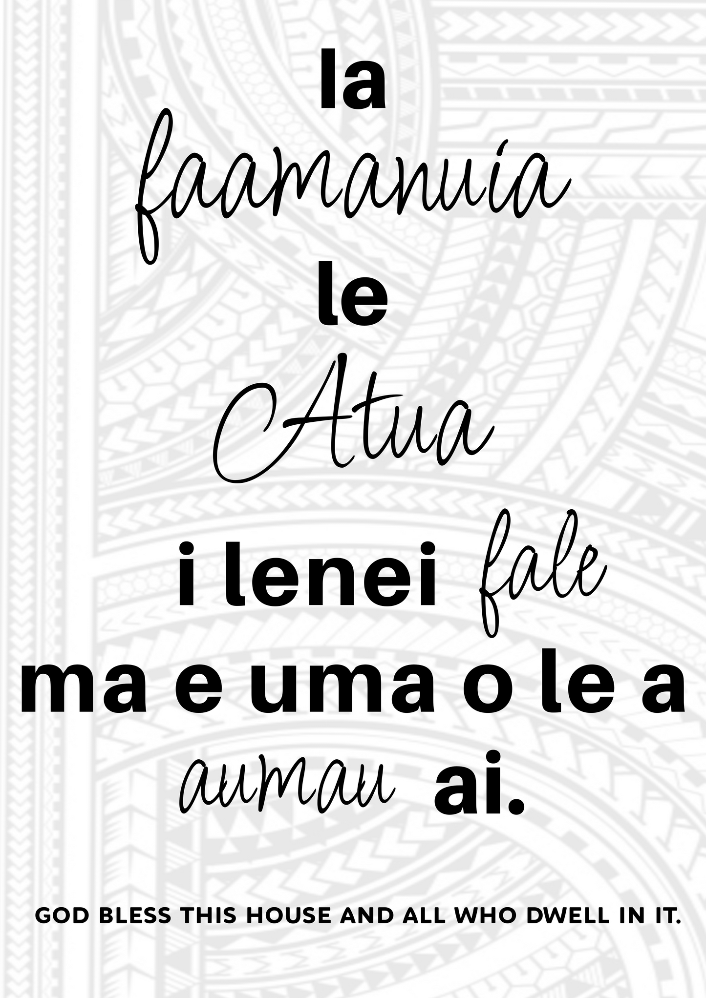 Blessed this house Samoan translation A3 Picture Frame.